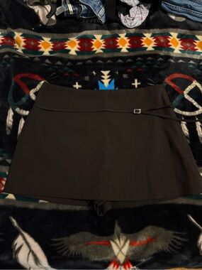 Zara Black Skort with Slim Waist Belt Detail